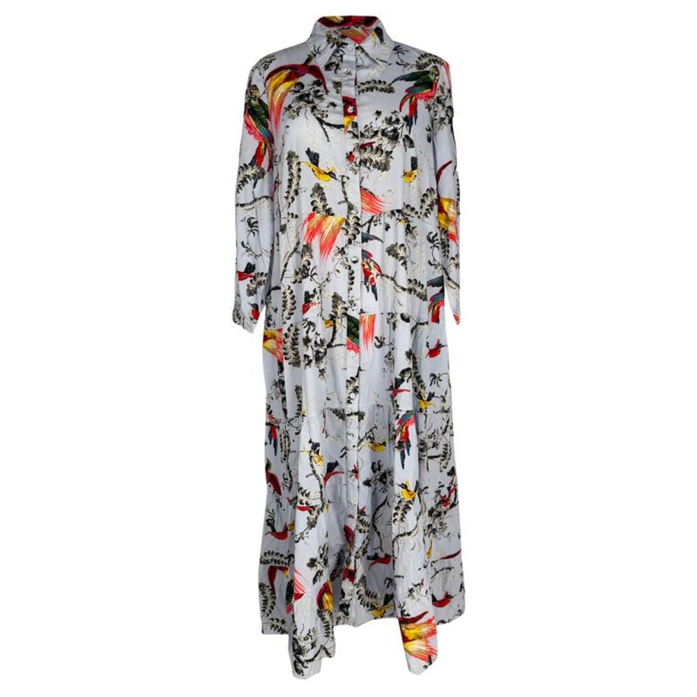 Erdem Vacation Patmos Printed Midi Shirt Dress in Multicolor Cotton